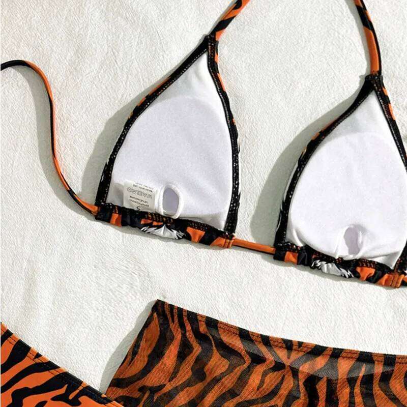Sexy Tiger Bikinis 2025 Swimsuits Women's Swimwear Push Up Female Beach Swim Wear Bathing Suits Brazilian Bikini Set Pool Bather C260207
