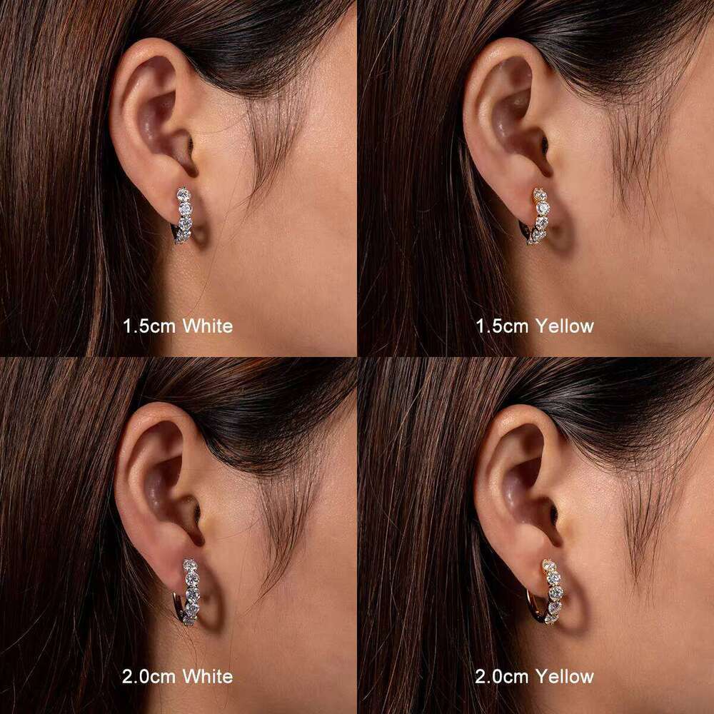 Fashion Jewelry D-Color Hoop In S925 Sterling Silver Elegant Round Cut Moissanite Huggie Earrings For Women