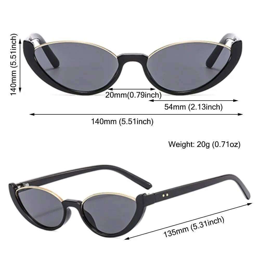 Vintage Small Cat Eye for Women Trendy Half-frame Sun Glasses UV400 Fashion Shades Eyewear Summer Anti UV Sunglasses Y260207