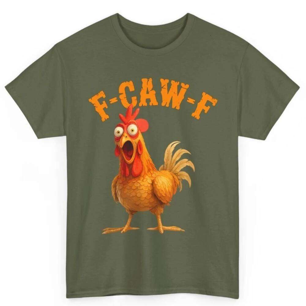 F-Caw-F FCAWF Chicken Women Men Humor Shirt Funny Print Round Neck Tshirt Cute Graphic Tees C260207