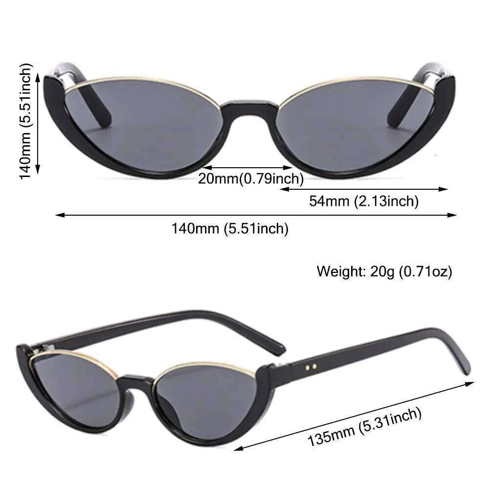 Vintage Small Cat Eye Sunglasses for Women Trendy Half-frame Sun Glasses Fashion Shades Eyewear Y260207