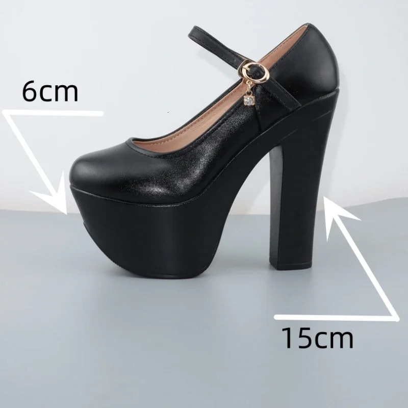 Catwalk 15cm Small Size 3243 Sexy Extreme Block High Heels Shoes Spring 2025 Trend Bright Leather y Platform Pumps Model 260208