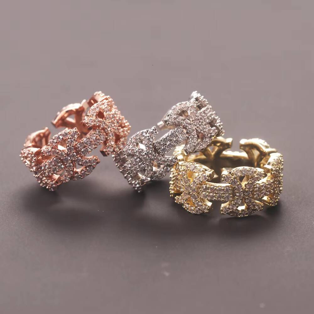 2022 New Rings High Quality CZ Ring Copper Gold Color Iced Out Cubic Zirconia Fashion Men Women Hip Hop Jewelry Gifts