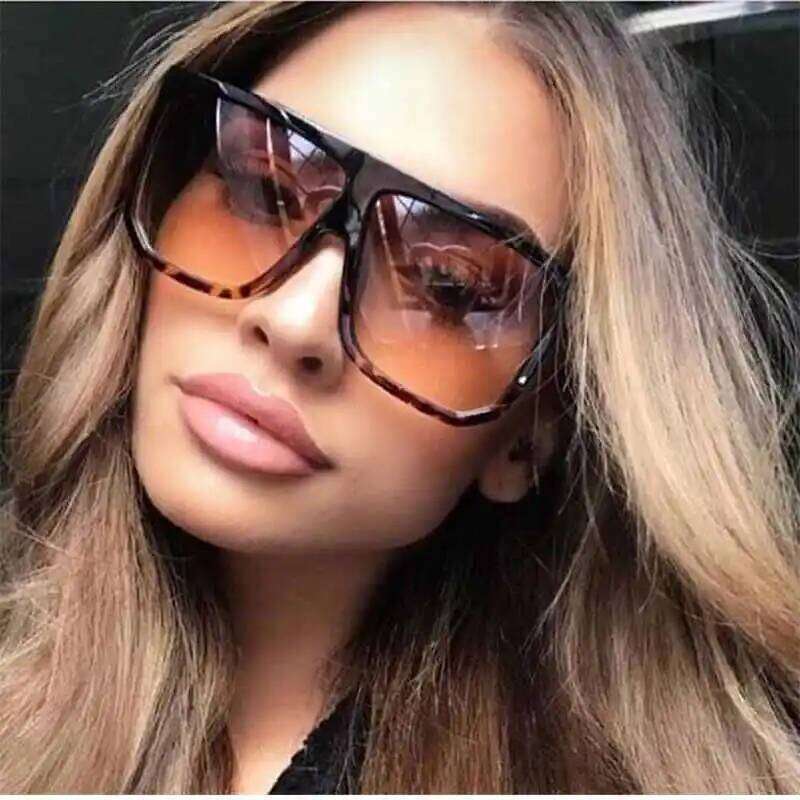 Fashion Brand Oversized Sun Glasses Female Black Brown Shades for Men Ladies Lunette Femme Oculos Sexy Square Sunglasses Women Y260207