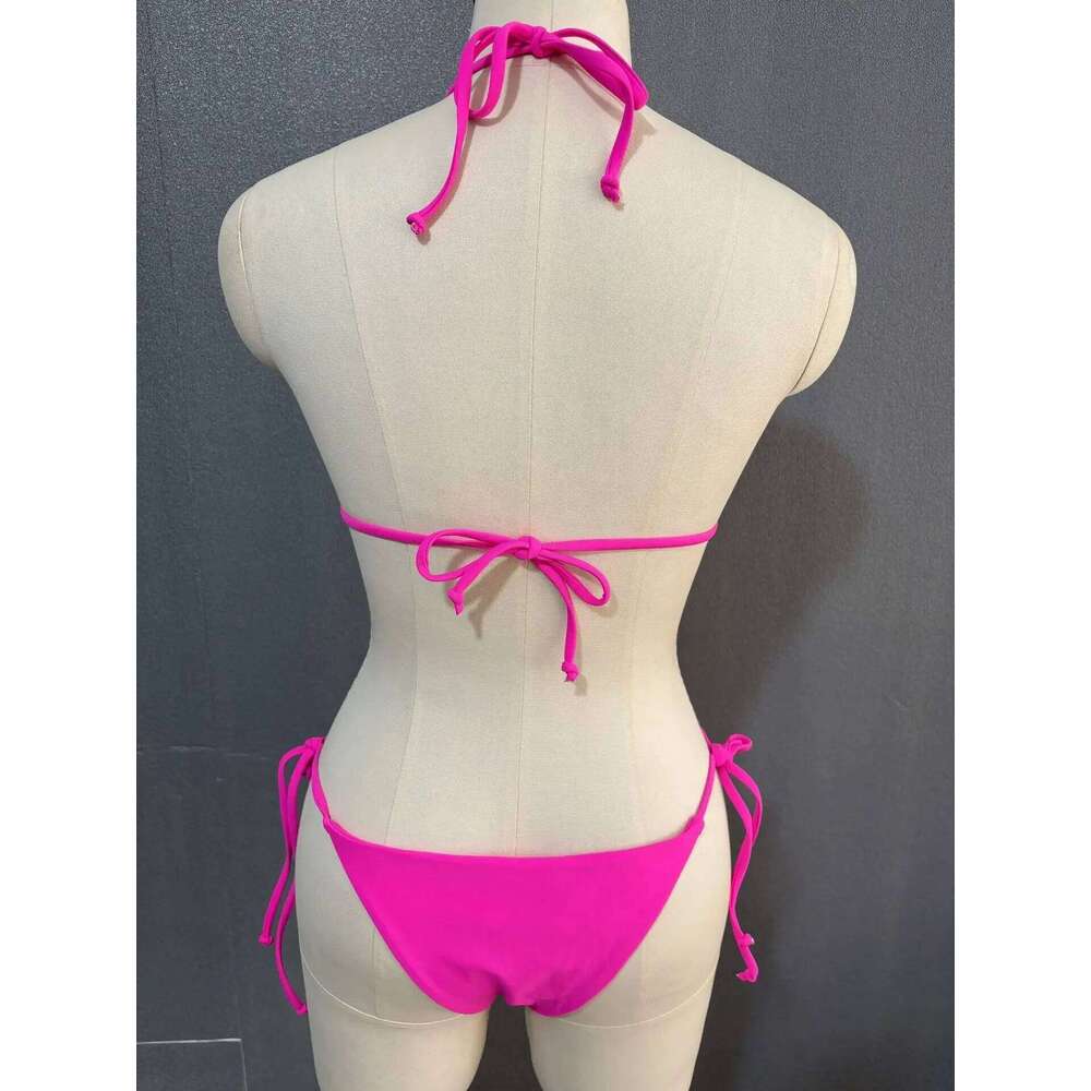 2025 Sexy Thong Bikinis Two Pieces Swimsuit Women Swimwear White Pink Beach Wear Bathing Suits Brazilian String Bikini Flower C260207