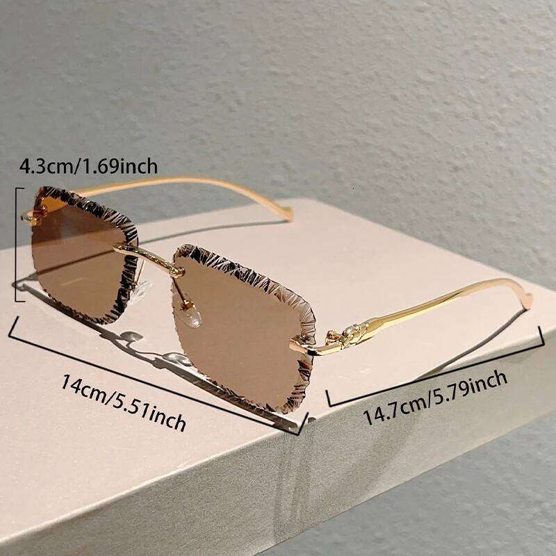 KAMMPT Rimless Square Sunglasses Men Fashion Vintage Gradient Casual Shades Women Trendy Luxury Brand Design Decor Sun Glasses Y260207