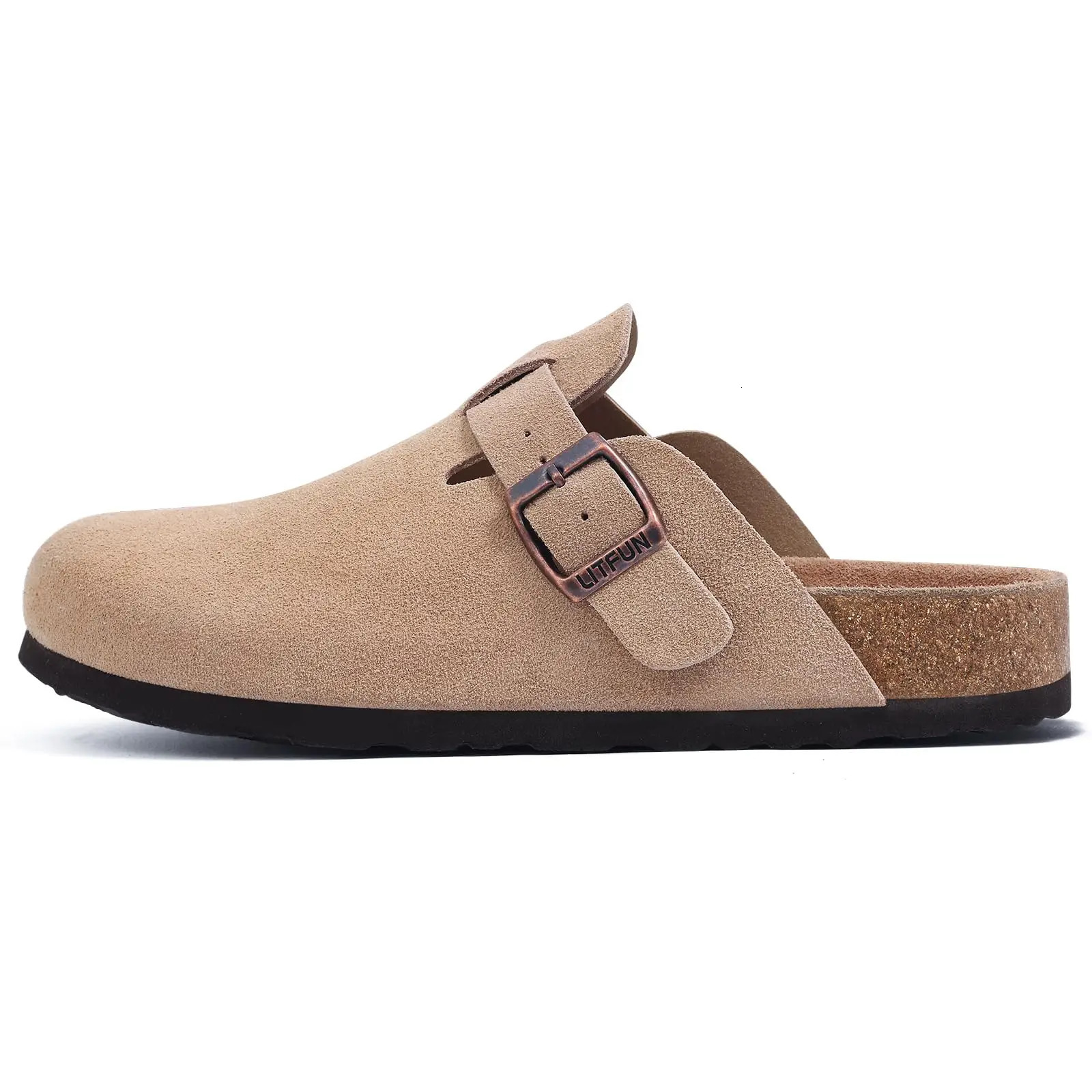 Litfun Suede Cork Clogs For Women Men Genuine Summer with Arch Support Leather House Mules Shoes Thick Beach Sandals 260208