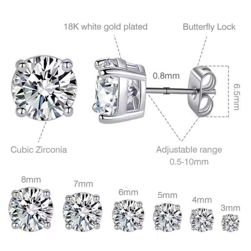 Jewelry Design S925 Sterling Silver Custom Classic Women Men Zircon Moissanite Fine Stud Earrings