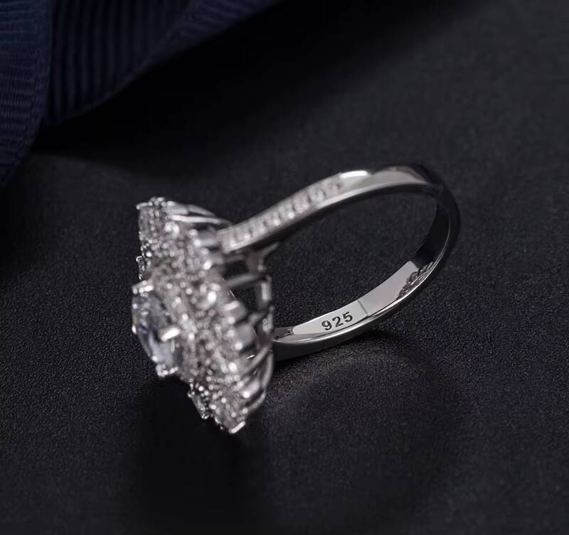 Custom Cubic Zirconia Engagement Ring Europe and America 925 Sterling Silver Diamond Womens Wedding Ring