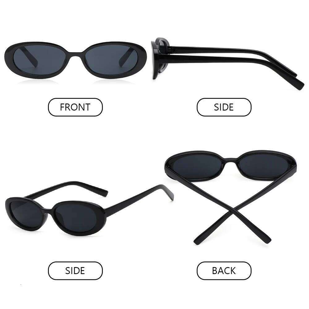 Retro Small Oval Frame Sunglasses Women Black Cow Color Sun Glasses Fashion Shades Polarized Eyewear UV400 Y260207