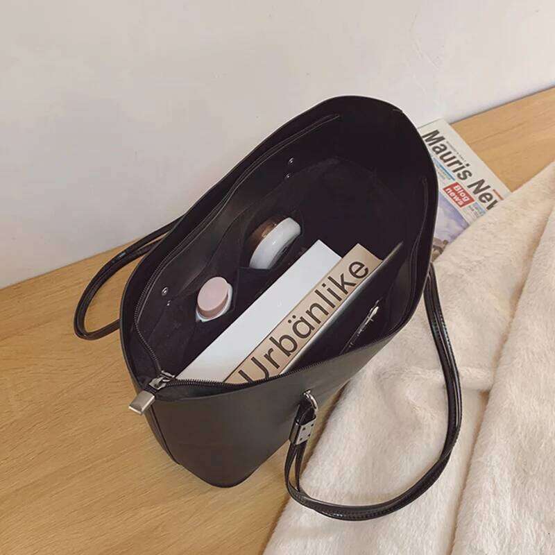Simple Style Large Capacity Shoulder Bags For Women Solid Color Fashion Pu Leather Handbag Totes Female Shopping Bag Pack C260207