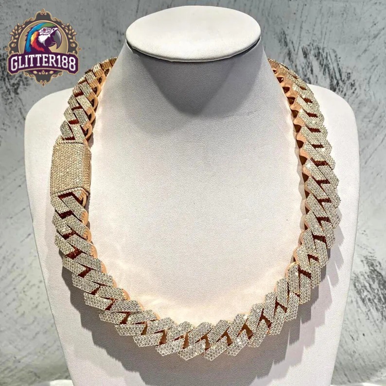2026 new style 925 silver Iced Out 20mm Hip Hop vvs Moissanite Chain Cuban Hip Hop Customized Chain