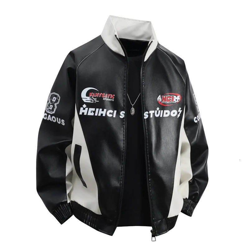 2026 SpringSummer Mens Leather Jacket American Retro Motorcycle Suit Trend PU Loose Casual Coat 260205