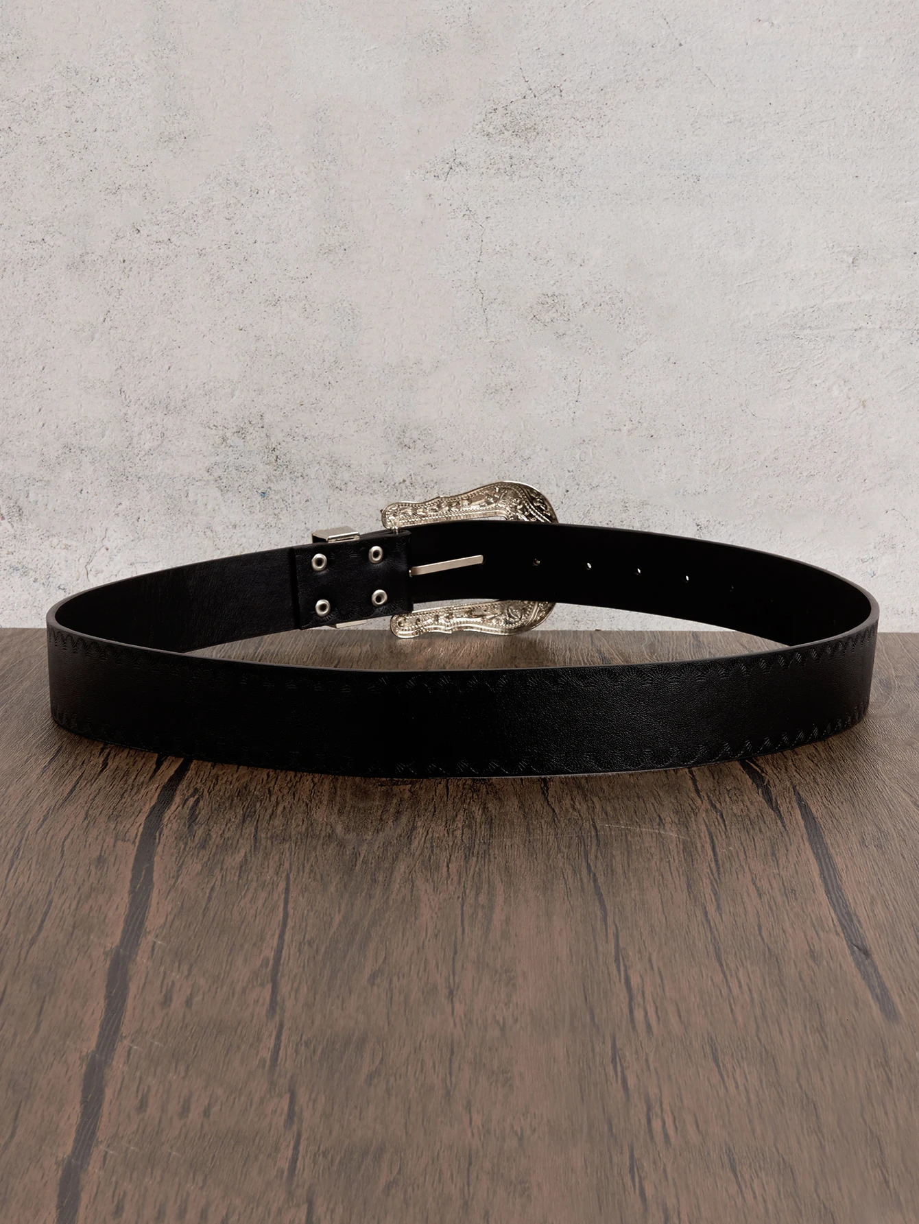 1pc Mens Western Style Distressed Textured Leather Belt Versatile For Summer Jeans Accessory 260124