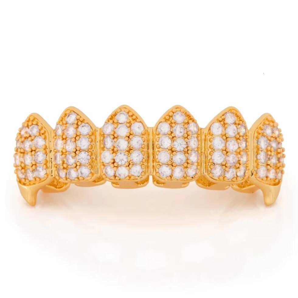 SM Jewels Iced Out Fine Grillz Moissanite Diamond Sliver Top Teeth Hip Hop Mouth Jewelry