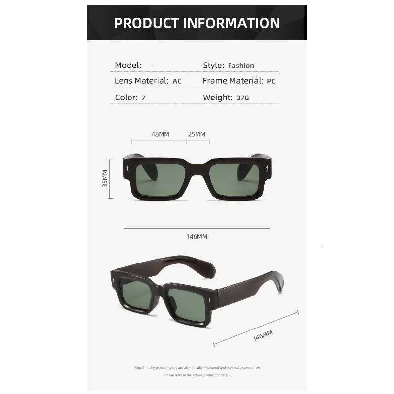 Classic Square Rivet Sunglasses - Punk Retro Rectangle Design UV400 Shades for Men & Women, Fashion High-End Eyewear Y260207