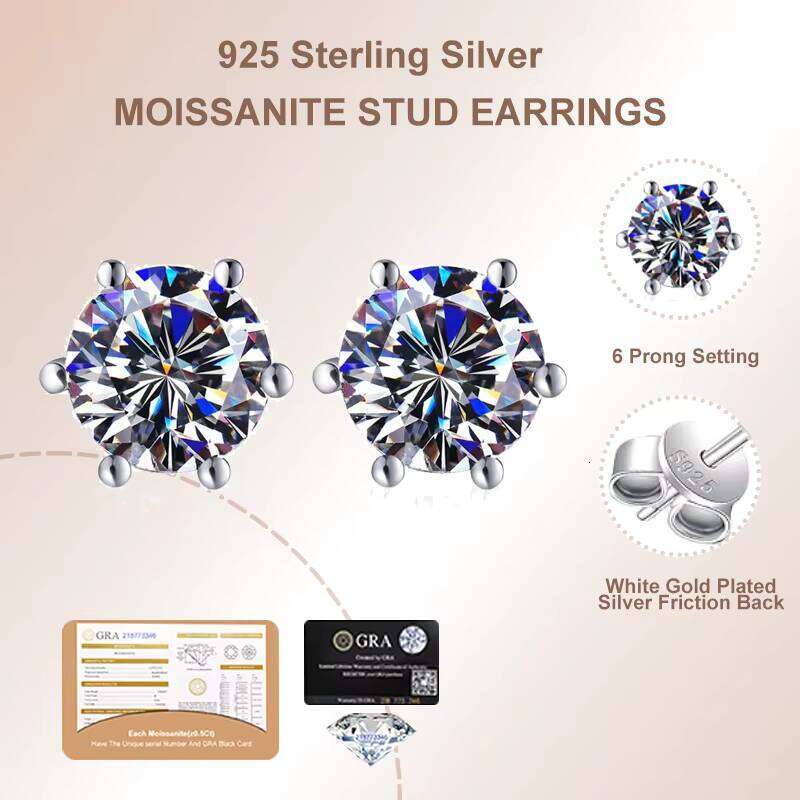 Women's 1Ct Diamond Earrings 925 Sterling Silver On Sale Cheap Buy Moissanite Jewelry