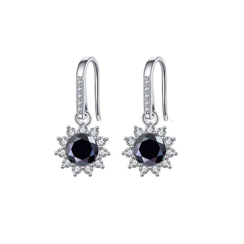 Hot-Selling 925 Sterling Silver Earrings For Women - Sunflower Design With Colored Moissanite Ear Hooks Fine Jewelry