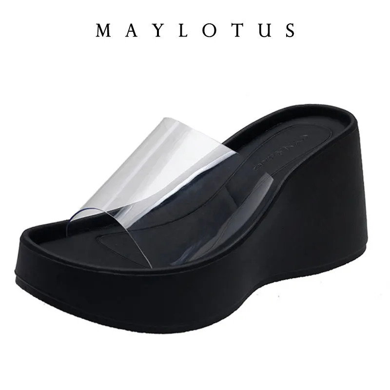 Summer 710cm Heel Platform Women Slippers Fashion Elegant High Wedges Slides Shoes Ladies Casual Beach Slipper 260208