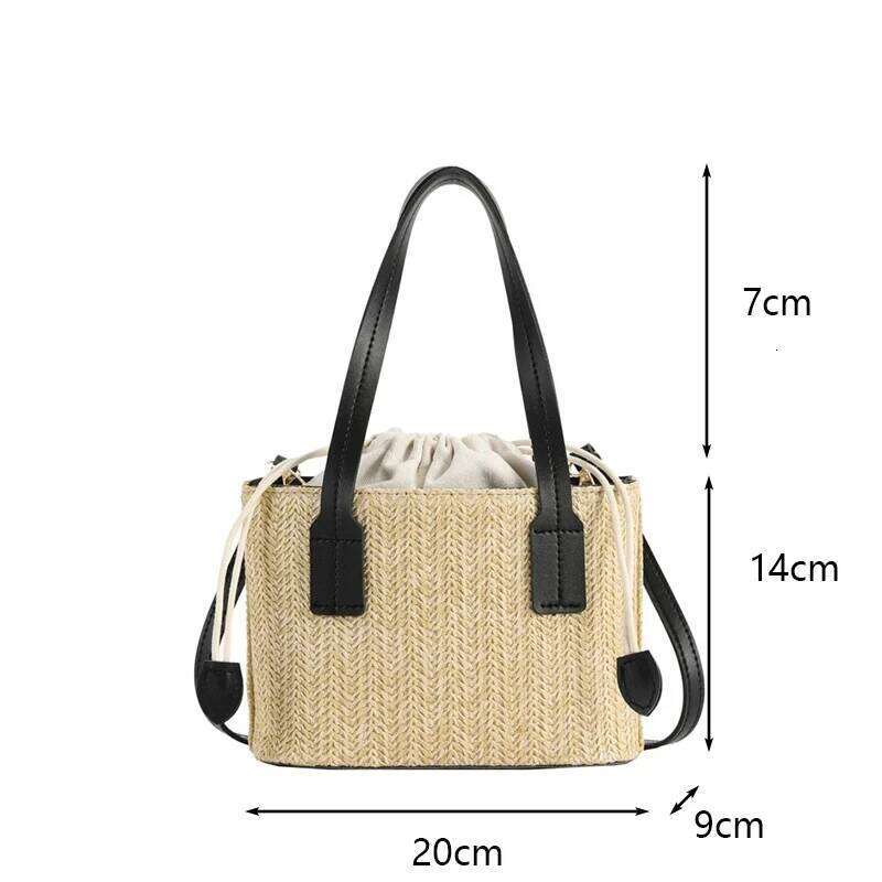 FemaleTravel Bohemian Vacation Shoulder Beach Women's Leisure Grass Woven Handbag Drawstring Bucket Crossbody Bag C260207