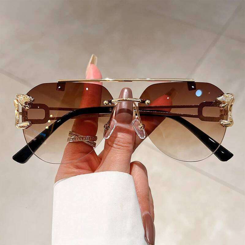 KAMMPT Vintage Rimless Sunglasses Men Women Trendy Pilot Gradient Shades Sun Glasses Fashion New Double Bridge UV400 Eyewear Y260207