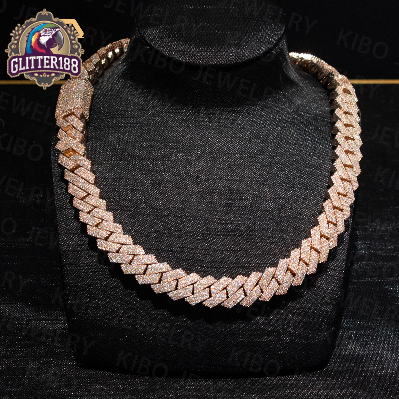 8mm 10mm 12mm 15mm Width Hip Hop Iced Out Real Solid 925 Silver VVS Moissanite Chains Cuban Link Chain