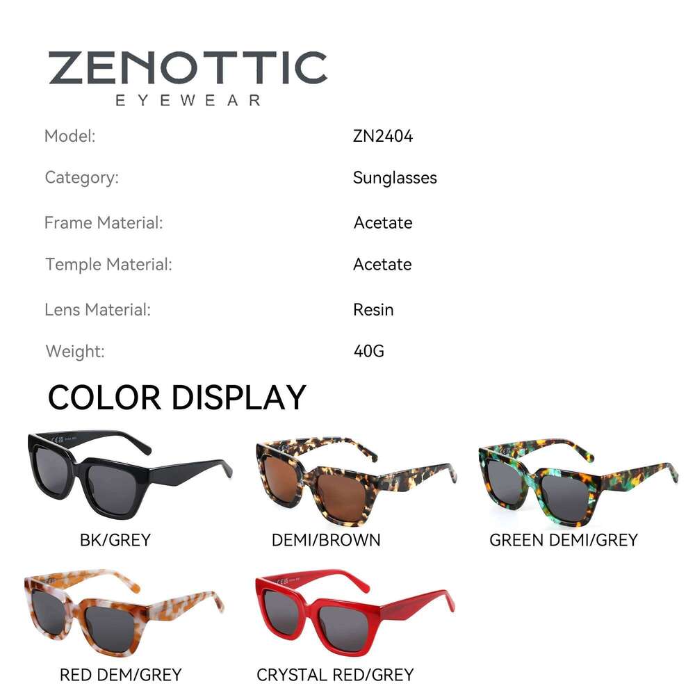 ZENOTTIC Trendy Sunglasses Polarized UV Protection For Women Square Acetate Frame Gift with Printing Butterfly Design Y260207