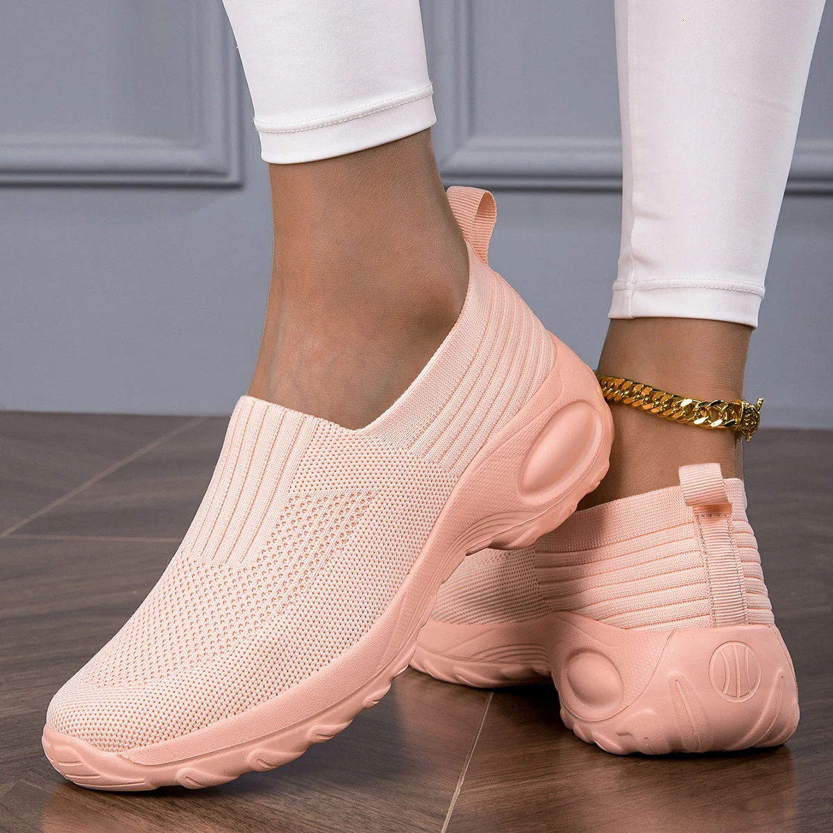 Spring Style Breathable Mesh Upper Comfortable EVA Insole Versatile Autumn Womens SlipOn Flat Casual Sports Shoes 260208