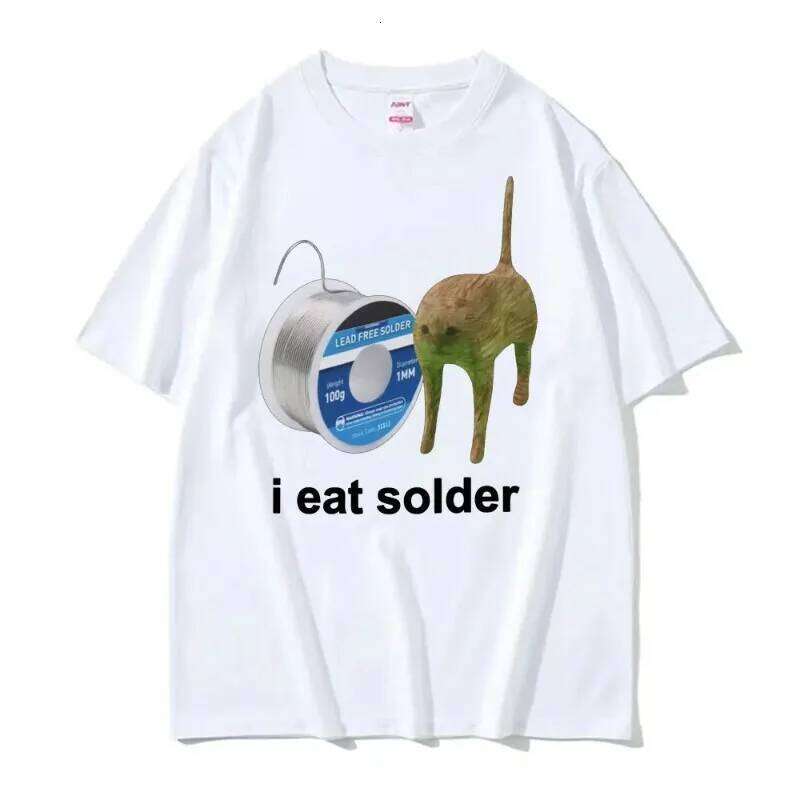 I Eat Solder Cursed Funny Cat Meme Women's Clothing Fashion Casual Harajuku Summer High Quality T-shirt Top C260207