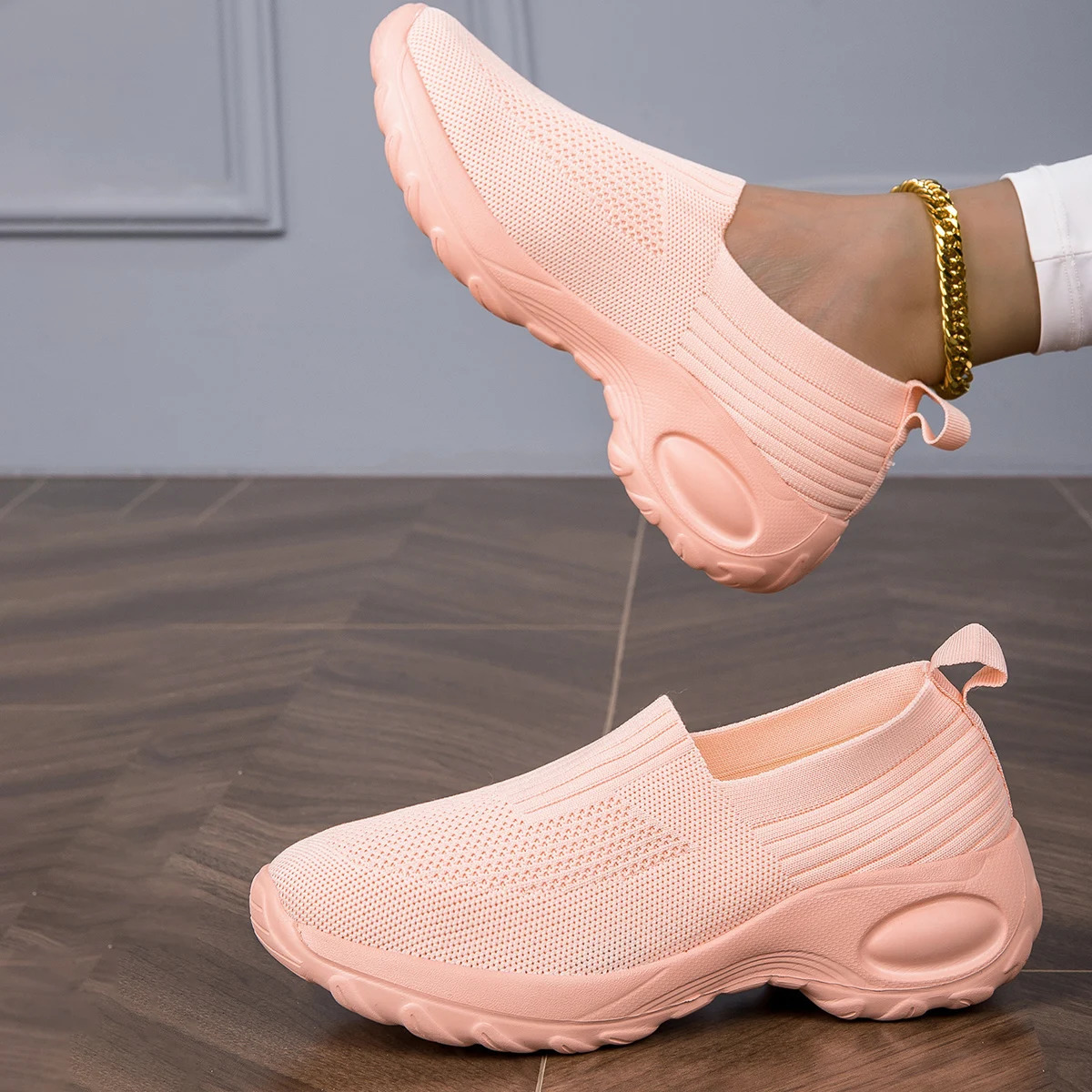 Spring Style Breathable Mesh Upper Comfortable EVA Insole Versatile Autumn Womens SlipOn Flat Casual Sports Shoes 260208