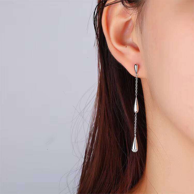 Fine S925 Silver Hypoallergenic Stud Jewelry 18K Gold Plated Teardrop Round Cut 1Mm VVS GRA Moissanite Dangle Earrings 12/15