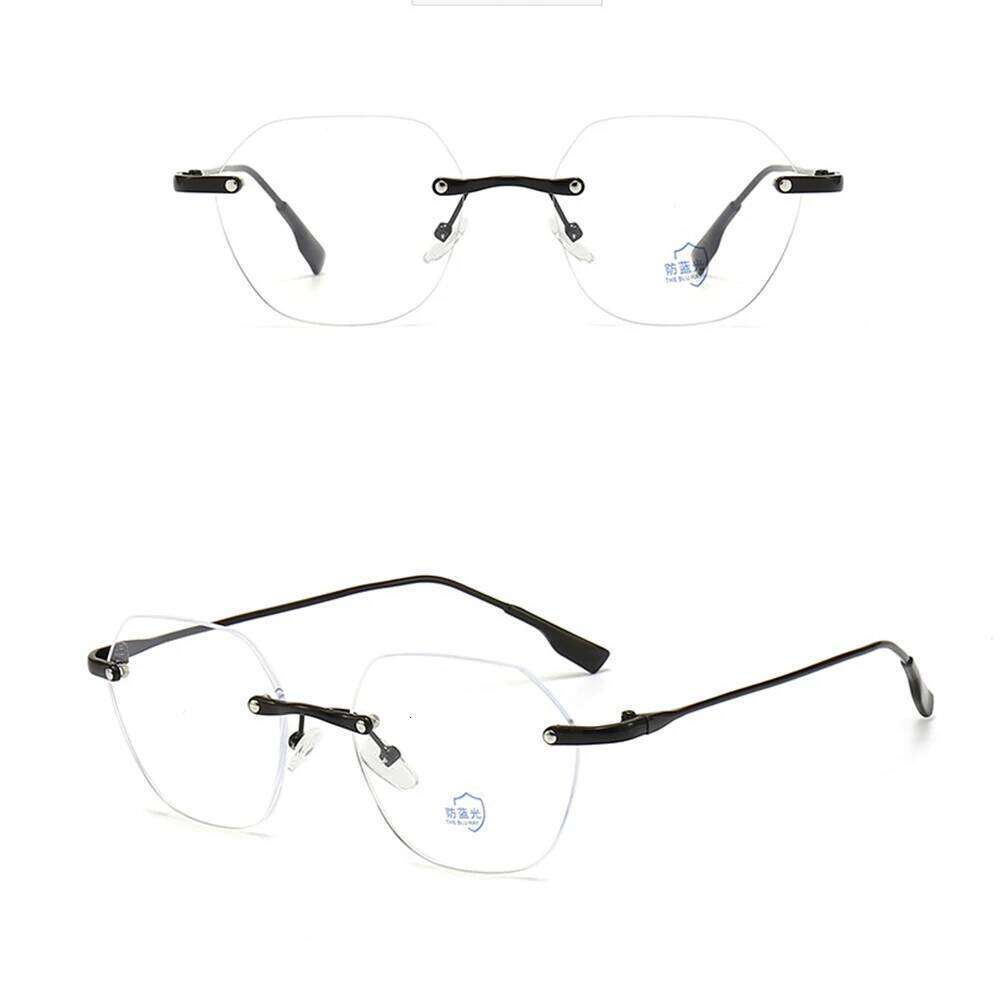 KLASSNUM Photochromic Anti Blue Light Women Rimless Square Transparent Computer Glasses Men Color Change Sunglasses 2025 Y260207