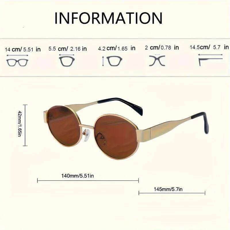 Oval sunglasses for women men trendy metal frame sun glasses classic shades Y260207