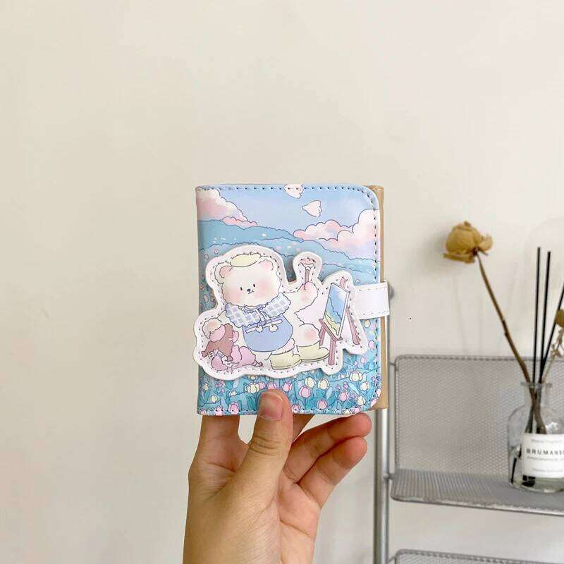 Cute Bear Wallets Women Small Hasp Girl Credit Card Holder For Pu Leather Coin Purse Female Wallet Short New 2024 Y260206