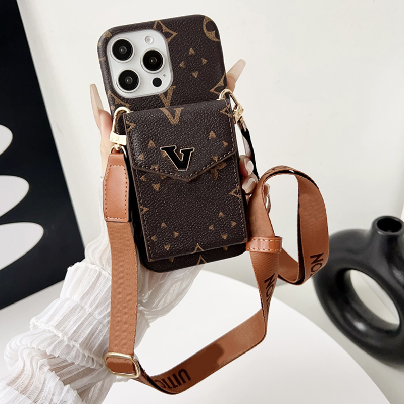 17 Pro Max designer Phone Cases Brand Crossbody Wallet iPhone Case for 16 Pro Max15/14/13/12 | Card Holder & Lanyard | with 15 Plus/16 Plus | Handbag - Style applephonecovers