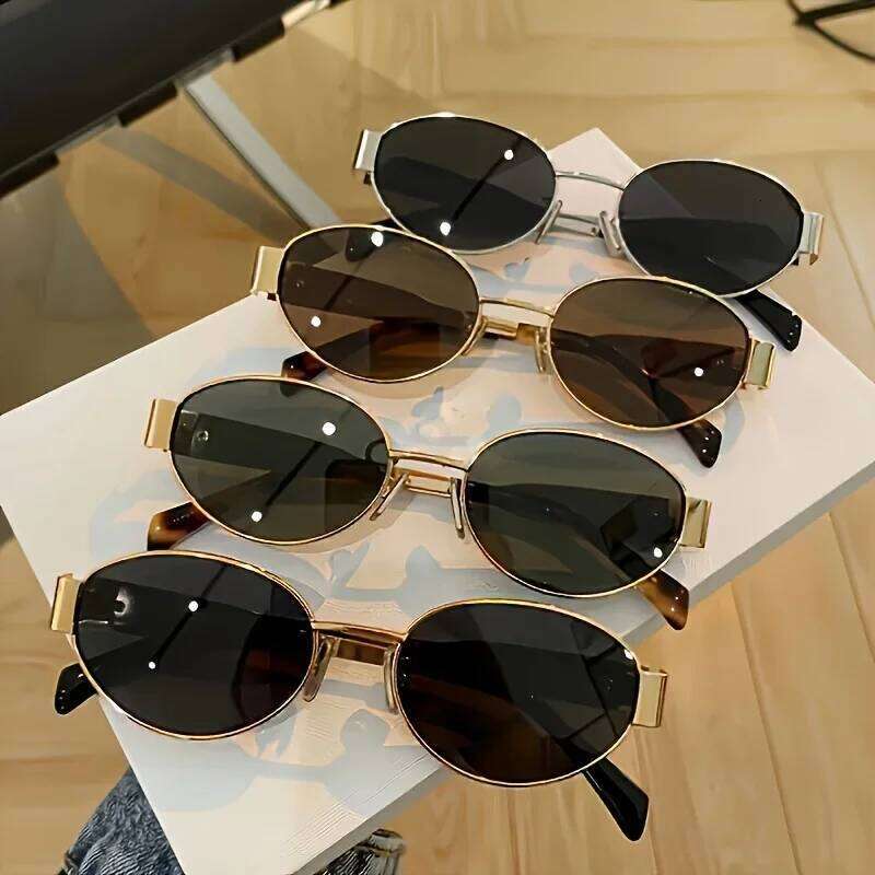Luxury Metal Brand Sunglasses for Men and Women Designer Fashion Sun Glasses Oval Unisex Stylish Eyewear Shades Y260207