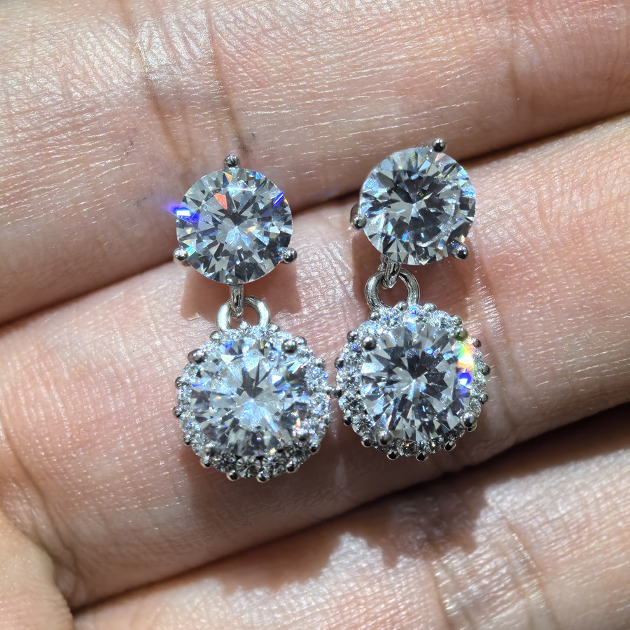 Choucong Sparkling Dangle Earrings Luxury Jewelry 925 Sterling Silver Round Cut Princess Lab Moissanite Diamond Gemstones Party Elegant Lady Drop Earr