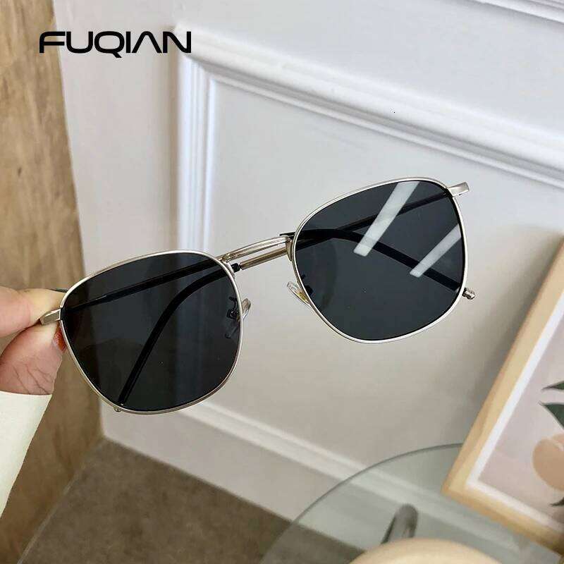 Fashion Metal Square Sunglasses Women Men Stylish Round Sun Glasses Ladies Retro Black Driving Shades UV400 Y260207