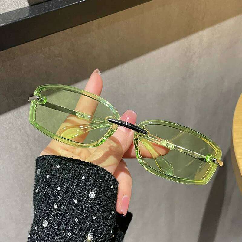 Rimless Y2K Style Sunglasses Rectangle Fashion Popular Women Men Shades Square Sun Glasses for Female Male Oculos Metal Frame Y260207