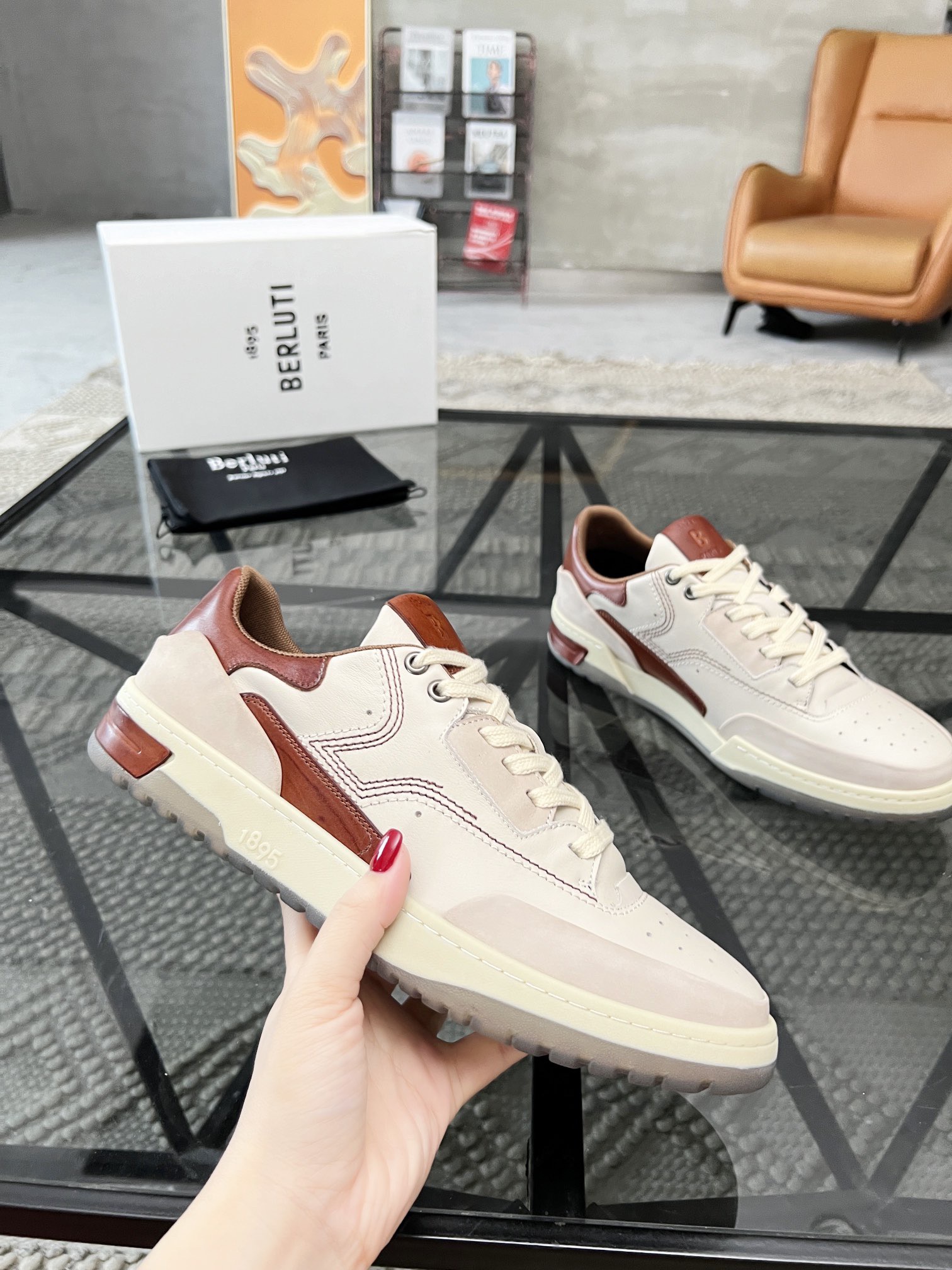 Berlut New Men's Retro Genuine Leather Polished Sneakers Fashion Casual Shoes Shipping