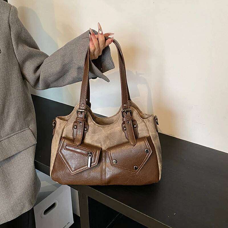 Retro Trendy Shoulder European American High-quality Handbag Fashionable Versatile Tote Simple Personalized Women Bags C260207