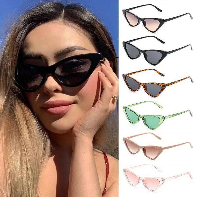 Vintage Cat Eye for Women Small Frame Retro Sunglasses UV400 Protection Eyewear Fashion Trendy Streetwear Accessories Y260207