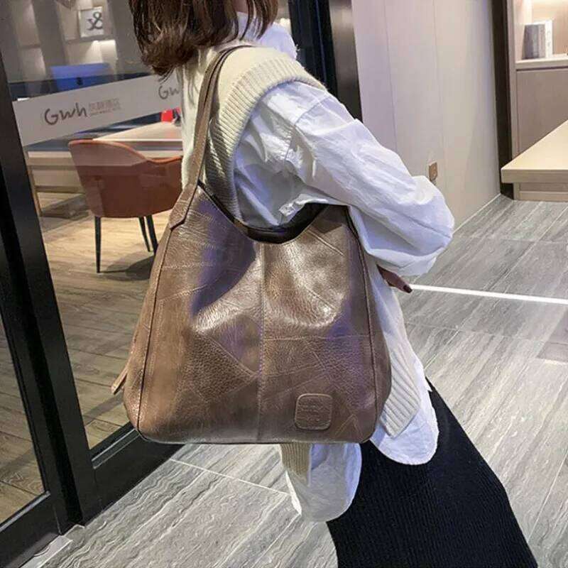 Women Vintage Shoulder Bag PU Leather Handbags Female Luxury Top-handle Bags Fashion Large Capacity Totes C260207