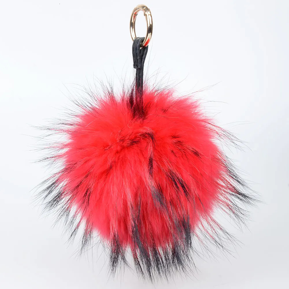 LFPU Colorful 15CM Fluffy Genuine Raccoon Fur Keychain Women Bag Pendant Ball Keyring Handbag Pompom Keychain Jewelry 260107