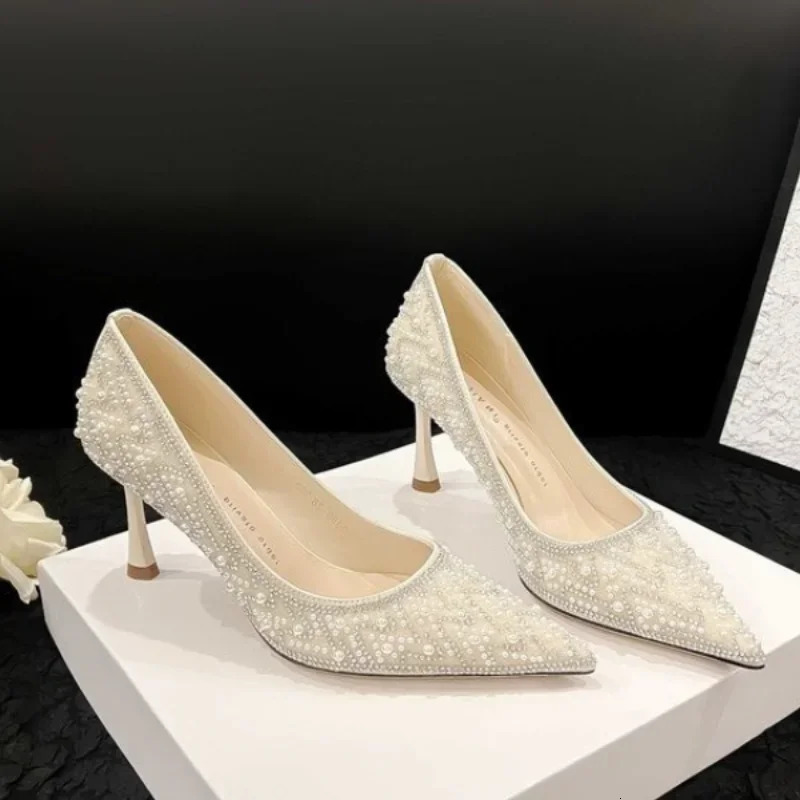 2024 Womens High Heels Stiletto Heels Sequins Rhinestone Decoration Fashion Womens Dress Party Shoes 260202