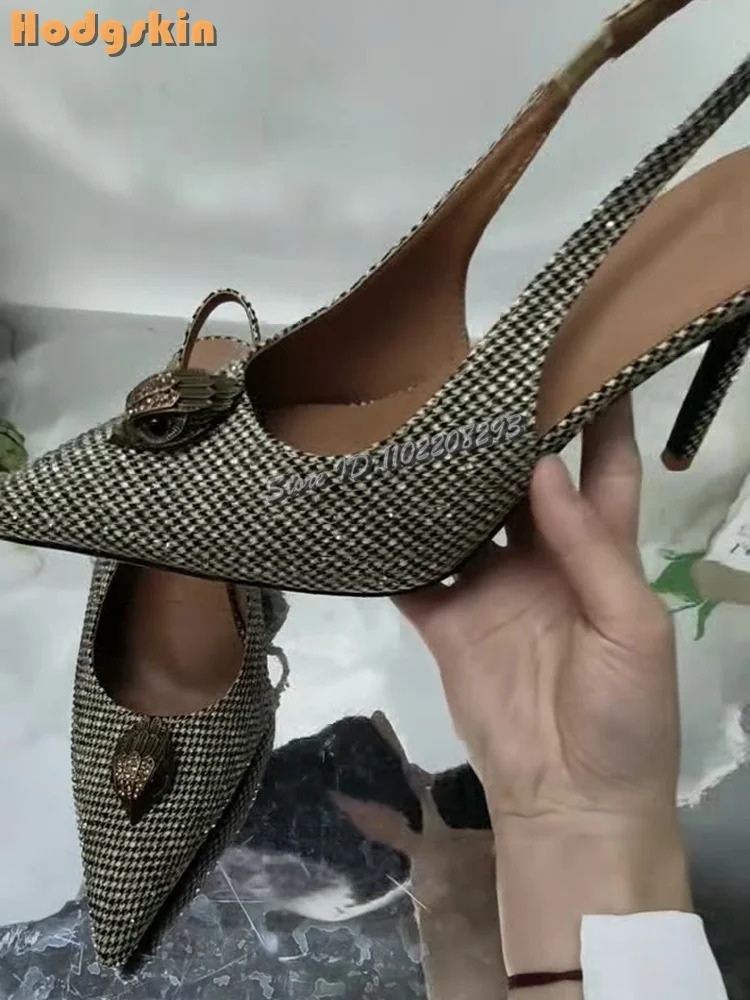 Crystal Eagle Head Pumps Pointed Toe Shallow Slipon High Heel Fashion Catwalk Sandals Stiletto Shoes 2026 Summer 260208
