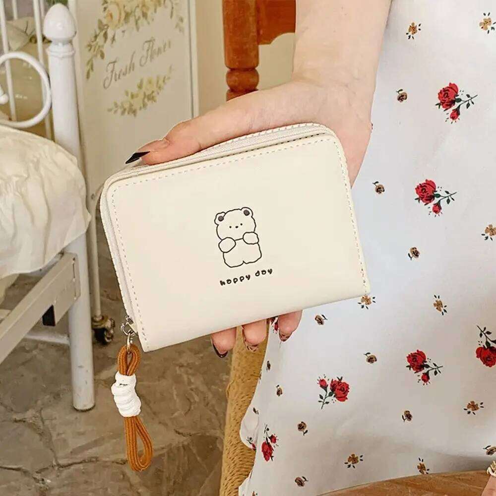 Simple Kawaii Women Wallet Cartoon Bear Rabbit Cat Student Fold Card Holder Short Pu Leather Coin Purse Gifts Y260206