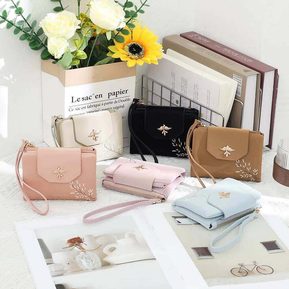 Women Short Folding Wallet Cute Bird Metal Swallow Ladies Zipper Coin Purse Female Small Clutch Money Bag Credit Card Holder Y260206