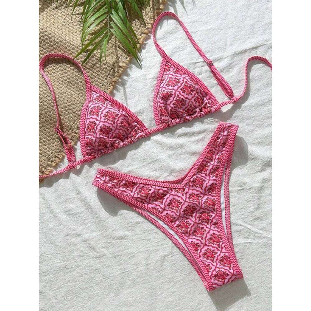 XS - L Floral Print Brazilian Women Swimwear Female Swimsuit Two-pieces Bikini Set Bather Bathing Suit Swim Beachwear C260207