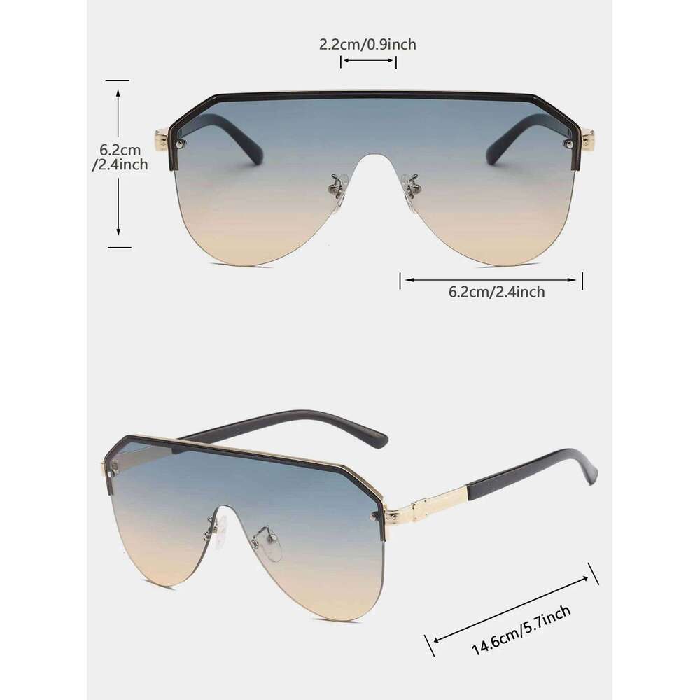 Vaneasel 1pc men women one-piece metal rimless frame trendy fashion versatile sunglasses suitable for daily outing and photo use Y260207
